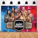 Wrestling Backdrop,Wrestling Party Background Photo Booth Banner Large Fabric Artistic for Birthday Party Decorations (Red Blue)