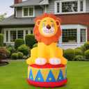 LED 5 FT Inflatable Lion for Circus Carnival Party Outdoor Decorations, Carnival Theme Birthday Party Blow up Animal for Outdoor Indoor Pool Yard Decorations