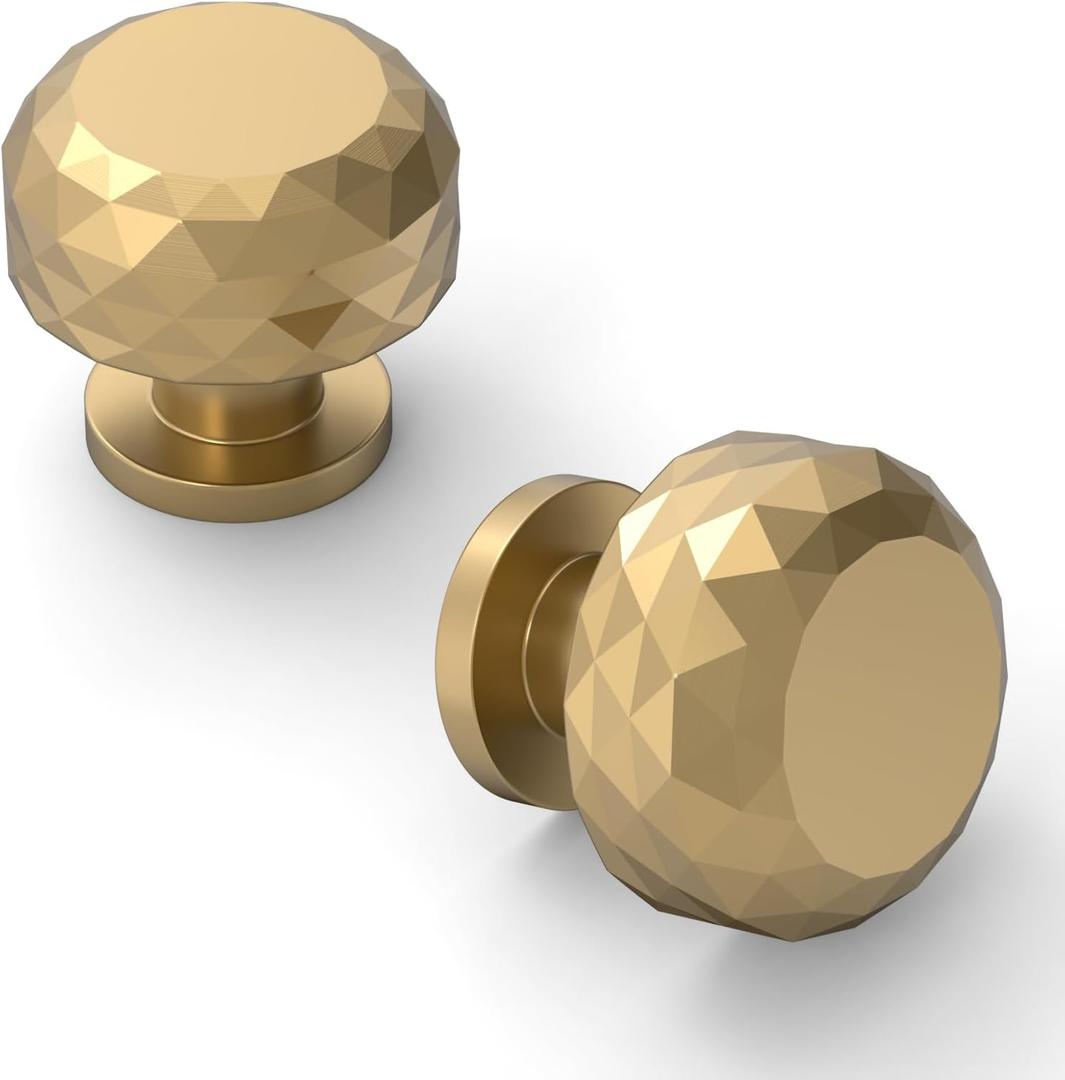 Asidrama 10 Pack Champagne Bronze Cabinet Knobs Heavy-Duty Solid Kitchen Cabinet Pulls Champagne Gold Dresser Drawer Hardware for Cupboard (Single Hole Knob)