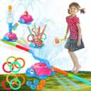 4-in-1 Turtle Water Sprinkler for Kids Summer Toys, Outdoor Toys for Toddlers, Kids Sprinkler Water Toys, Backyard Games for Summer Fun, Backyard Games Splash Water Toys Gifts for Boys Girls Dogs (Pink)