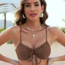 ZAFUL Womens Underwire Bikini Top Push Up Bathing Suit Tops Padded Bust Swimsuits Tops Only 2026, Coffee, X-Large