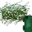 FairyGlim Battery Operated Christmas Lights, 10FT 100 Micro LEDs Fairy Lights with 8 Modes and Timer, Green Copper Wire for Indoor Outdoor Christmas Tree Wreath Garland Garden Party,Cool White