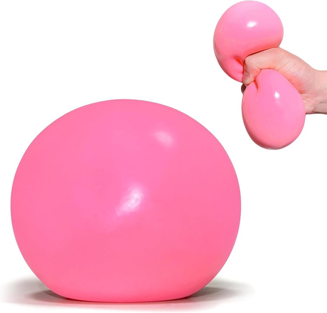 Giant Squishy Stress Balls for Kids and Adults - 4-Inch Jumbo Squishy Toys Dough Stress Ball, Stretchy Squeeze Fidget Toys for Boys, Girls, Birthday Gift, Easter Basket Stuffers (Pink)