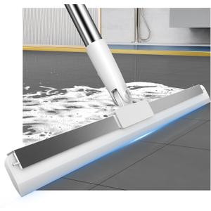 65" Long Handle Silicone Floor Squeegee -180 Rotating Head with Adjustable Handle, Removes Foam, Water Stains & Pet Hair, Ideal for Tile, Marble, Wood Floors, Glass, Shower, Kitchen & Bathroom (HotExtended 16")