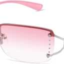 VANLINKER Stylish Rimless Frameless Rectangle Sunglasses for Women (Pink)