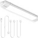 KUKUMAO LED Tube Light Fixture with Plug, 1.4FT 1800LM 5000K Closet Lights, Linkable Cabinet Light for Garage, Kitchen, Bathroom, Closet, Office (White)