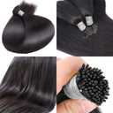 28 Inch Long I Tip Hair Extensions Human Hair Natural Black I tip Virgin Hair Extension Pre Bonded I Tip Hair Extensions for Party I tips for Women Tip Hair Extension Add Length 50G 50Strands