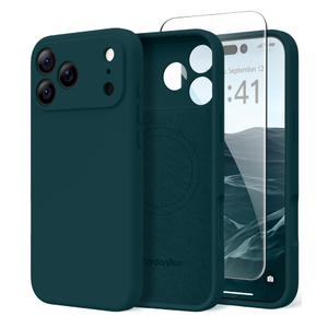 Magnetic for iPhone 17 Pro Case, Compatible with MagSafe, [Full Camera Protection][Screen Protector] Silicone Shockproof Protective Phone Case for iPhone 17 Pro 6.3", Deep Blue