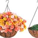 Artificial Fall Flowers Fake Hanging Plants Flowers Basket for Outdoors Autumn Decoration, Silk Morning Glory with Eucalyptus Look Real UV Resistant Faux Flowers for Outside Porch Patio Balcony, Mix (Multi-color (4 Orange, 4 Yellow, 4 Light Orange))