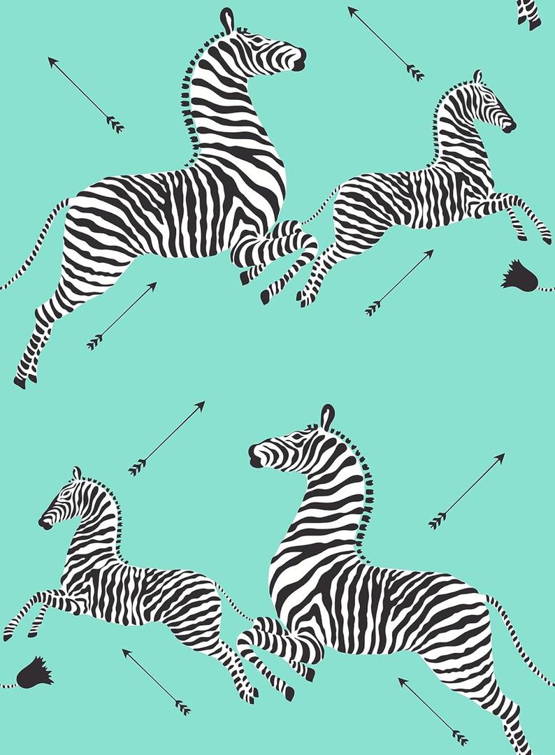 Scalamandre Aqua Zebra Safari Peel & Stick Wallpaper