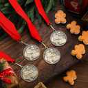 12 Pcs/24 Pcs Christmas Santa Medals 2 Inch Gold Christmas Snowman Trophy Awards with Red Neck Ribbons for Xmas Trophy Gift Holiday Party Ornaments Decor Prizes