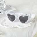Heart Sunglasses Bride to Be Gifts - Pearl Bride Glasses for Bachelorette Party Favors (White Pearls Colored Diamonds)