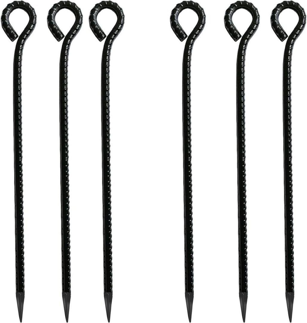 16 Inch Rebar Stakes,Metal Stake Ground,Ground Anchor,Heavy DutyTent Stakes,Baking Paint Metal Stakes,Tent Stakes,Ground Stakes 0.5 Inch Diamete (6 Pack)  Outdoor Travel