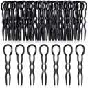 Chuangdi 24 Piece Plastic Hair Bobby Pins U Shaped Grip Pins Fast Spiral Clips Hair Grip for Women Hairstyle Accessories(Black)