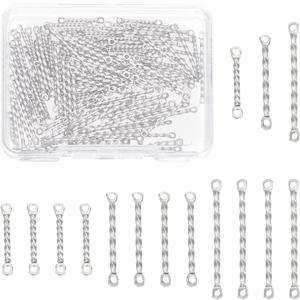 UNICRAFTALE 120Pcs 3 Styles 304 Stainless Steel Bar Connector Charms Twist Stick Links Connectors Pendants 2 Hole Stick Strip Earrings Charms for Jewelry Making