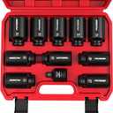 1/2 Drive Deep Impact Socket Set: 11-Piece Metric Size Wheel Axle Nut Wrench Metric Large Jumbo 27mm 29mm 30mm 31mm 32mm 33mm 34mm 35mm 36mm 38mm Spindle Joint High Torque Truck Bearing Locknut