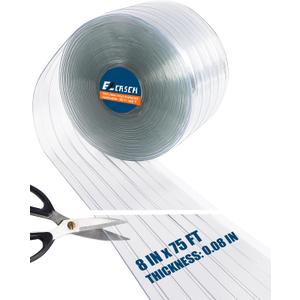 Vinyl Strip Curtain Roll PVC Replacement Strip Door Clear Plastic Strips Freezer Curtains for Dog House Door Flap, Winter, Freezer, Commercial, Freezers, Warehouse Doors,8 Inches x 75 feet