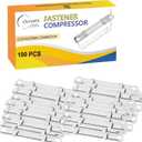 OLYMPX 100 Pcs of Prong Paper Fastener Compressors for Standard 2-Hole Punch, Works with 1 Inch - 3.5 Inch Capacity, 2.75 Inch Center for Paper Fastener Prong Bases, 100 per Box
