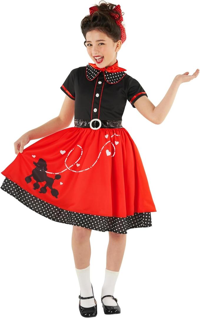 Morph Poodle Skirts For Girls Costume 50s Costume for Girls 1950s Poodle Skirt Costume Girls Poodle Skirt Costume Kids (Small)