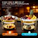 6QT Gold Chafing Dishes for Buffet, 304 Stainless Steel Food Pan with Lid, Round Chafing Dish Buffet Set of 4 Pack Food Warmer, Food Warmers for Parties Buffet Catering Events Dinners