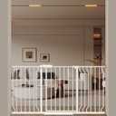 WAOWAO Baby Gate 52.76-62.2" Extra Wide Pressure Mounted Walk Through Swing Auto Close Safety White Metal Toddler Kids Child Dog Pet Puppy for Stairs, Doorways, Kitchen