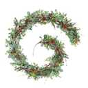 6.5 Ft Christmas Eucalyptus Garland Artificial Greenery Cedar Cypress Vine Garland Realistic Red Berries Pinecones Garlands for Christmas Holiday Mantle Fireplace Winter Farmhouse Home Decoration