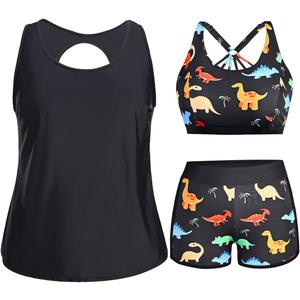 Holipick Women Plus Size 3 Piece Tankini Swimsuits Athletic Bathing Suits with Shorts