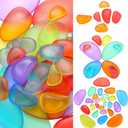 144 Pcs Rainbow Stacking Stones Colorful Pebbles Sorting and Stacking Stones Light Table Accessories Manipulatives Educational Toys for Preschool Kindergarten Montessori Toys, 6 Colors