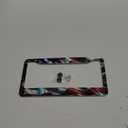 Abstract American Flag License Plate Frame Patriotic Waves USA Flag License Plate Holder Funny License Plate Stainless Steel Personalise Car Accessory for Men Women Car Decoration 12.3" x 6.3"