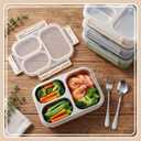 3 Pack Stainless Steel Lunch Box for Kids 25oz 3 Compartment Leak-proof Metal Bento Box with Lid Fork Spoon Meal Prep Snack Container for Adults Office Outdoor Gym, Dishwasher Safe