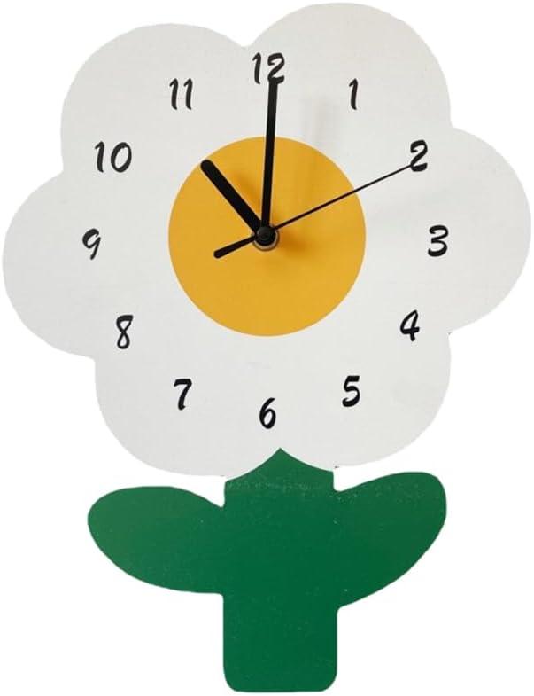 Amosfun Flower Clock Silent Non-Ticking Wall Clock Decorative Flower Shaped for Living Room Bedroom Kitchen Office 12.7 X 9.8 Inches