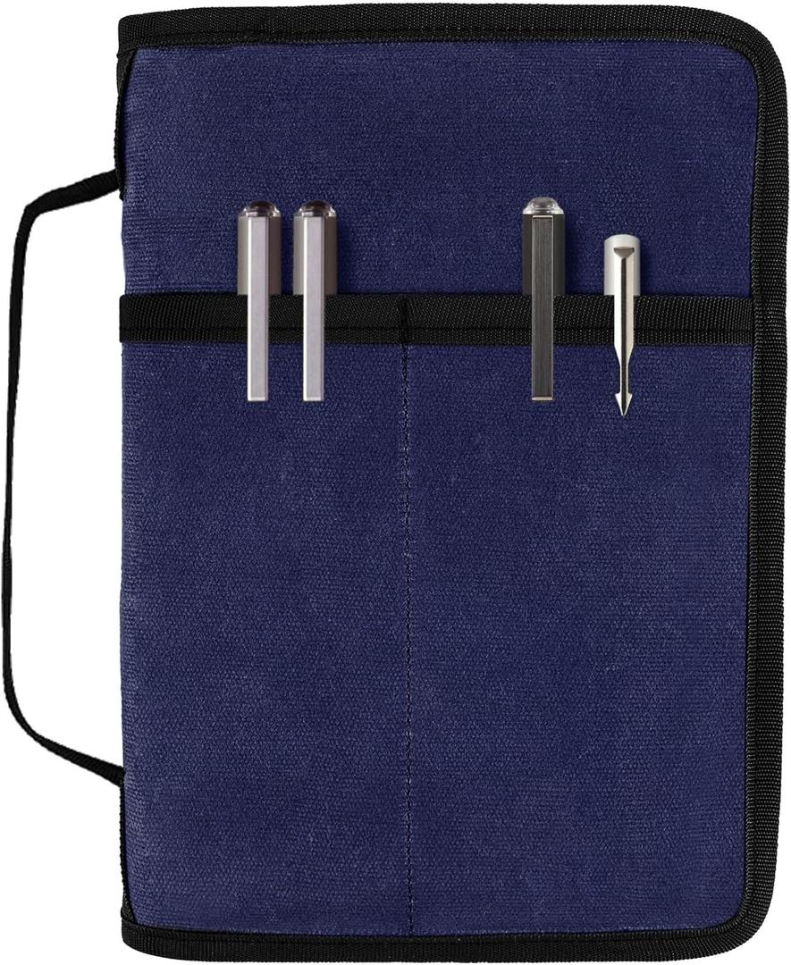 Field Notes Notebook Cover for 6.7 X 9.8 Inch with A5 Journal Cover Notebook Zipper Pocket Planner for Pen Holder,Water Resistant Cover Notebooks Sketchbook,Waterproof Waxed Canvas (Dark blue)