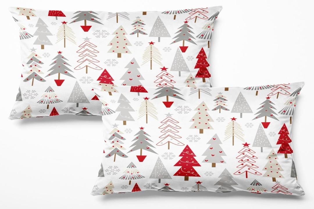 Healbrighting Set of 2 Throw Pillow Covers Pillow Case King Size 20x36 inch Christmas Tree Holly Snowflakes Decorative Pillowcase for Sofa Bedroom Bed Home Dcor Cushion Cover