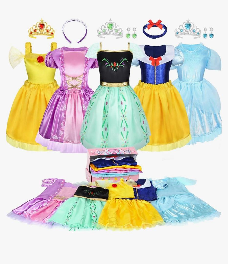 Princess Dress Up Clothes for Little Girl Role Play Costume Gift Set Princess Dress Up Toys for Toddler Girls
