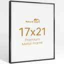17x21 Aluminum Metal Picture Frame,Tempered Glass Black Photo Frame 17x21 for Family Photo,Posters,Art,Document to Wall Mount Horizontally or Vertically