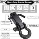 AUTOBOTS Shackle Hitch Receiver 2", 45,000 Lbs Break Strength Heavy Duty Receiver with 5/8" Screw Pin, 3/4" D Ring Shackles, Towing Accessories for Vehicle Recovery Off-Road, Black&Black