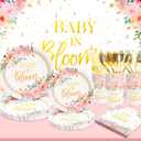 169 Pcs Baby in Bloom Baby Shower Decorations for Girl , Its a Girl Baby Shower Plates and Cups and Napkins Sets, Pink Floral Plates Serves 24, Spring Summer