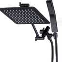 G-Promise All Metal 10 Inch Dual Square Shower Head with Handheld Combo, Rain Shower Head, Adjustable Extension Arm, 3-Way Diverter, 71 Inch Extra Long Hose - A Bathroom Upgrade(Oil Rubbed Bronze)