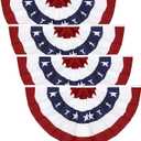 3x6 Ft American Pleated Fan Flag (Set of 4) – Patriotic Half Fan Bunting, 4th of July Memorial Day Decorations for 250th Anniversary