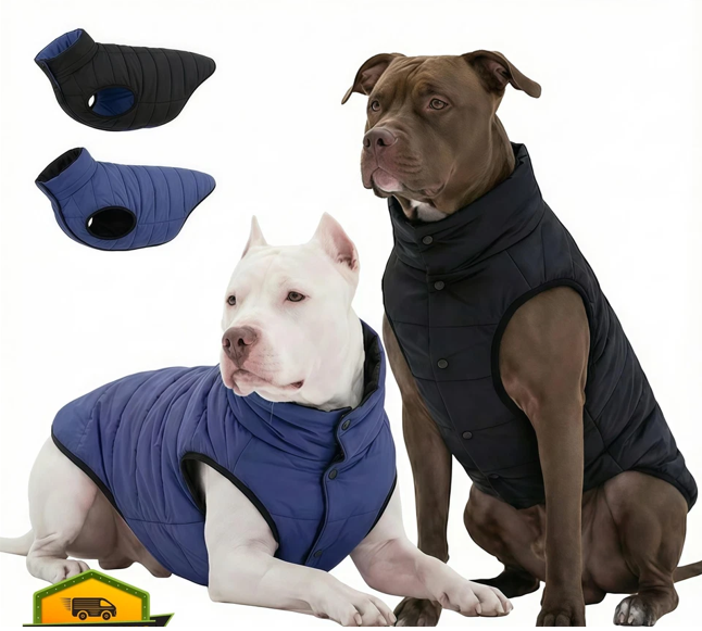 LovinPet Dog Coat  Blue/Black, Reversible Winter Jacket, XXXL
