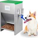 Automatic Gravity-Fed Dog Feeder with Water Bowl - Galvanized Steel Indoor/Outdoor Pet Food Station - 25lb Heavy-Duty Kibble Dispenser for All Dog Sizes (Green (Kettle))