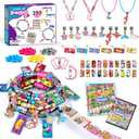 DIY Sticker Bracelet Maker, with 350pcs Mini Rolls Stickers, 12 Cute Pendants &Collect Book,Jewelry Necklace Making Kit,Fun Arts and Crafts for Kids 5-12, Birthday Party Gift,Toys for 5 Year Old Girls