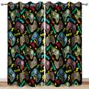 Gamer Gaming Blackout Curtains Kids Boys Girls Teens Colorful Video Game Controller Decor for Teenage Men Dad Son Child Game Handle Bedroom Room Darkening Grommet Window Drapes 2 Panels, 42"x63"