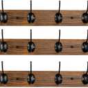 Coat Hooks Wall Mounted, Wooden Hat Rack with 4 Hooks for Entryway, Bathroom,Bedroom (3 Pack,Brown)