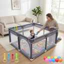 Orian Baby Playpen 50x50 Large Play Yard for Babies and Toddlers, Indoor Outdoor Playpen, Sturdy Baby Play Pen with Mesh Sides, Safe Baby Fence Play Area, Assembly Required/Not Portable, with Storage Bag