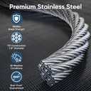 TICONN 1/8" Black Stainless Steel Deck Railing Cable 300ft with Cutter, Premium Wire Rope for DIY Deck or Stair Cabling Project