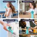 boraynarce Portable Handheld Turbo Fan, High Speed(1-100) Adjustable Desktop Mini, 4000mAh Battery Rechargeable with Digital Display,Personal for Travel/Camping/Outdoor/Home/Office. (Cyan)