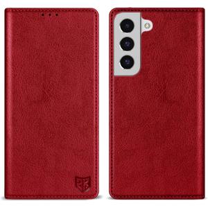 ZZXX for Samsung Galaxy S22 Wallet Case with [RFID Blocking] Card Slot Stand Strong Magnetic Leather Flip Fold Protective Phone Case for Samsung Galaxy S22 Case Wallet(Red-6.1 inch)
