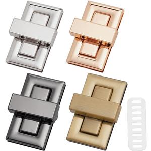 PLIGREAT 4 Pcs Purse Turn Locks Clasp, Rectangular Closure Twist Fastener 21.1" Bag Hardware Locks Clip Clasp for DIY Handbag Craft Making Accessories, 4 Colors