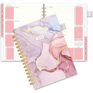 2026 Planner -Weekly and Monthly Planner, Calendar Planner 2026 for Women, AIMPEAK Weekly Planner 2026 with Tabs, Jan. 2026 - Dec. 2026, Pen Loop, Pink Marble, 7.5" x 10"
